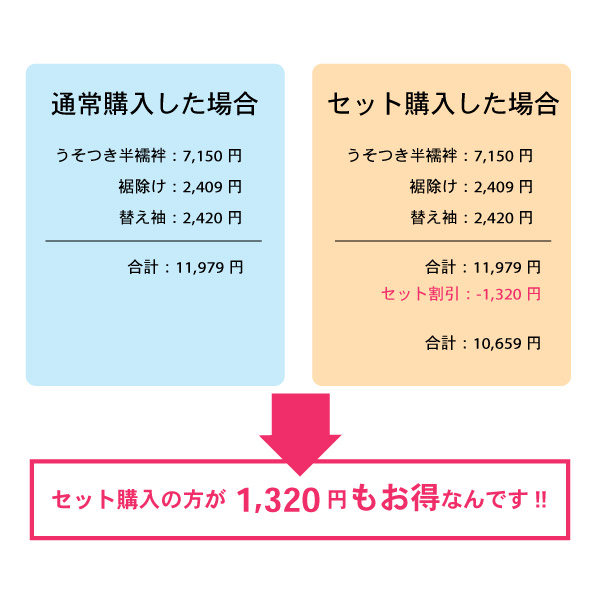 夏着物に 洗える襦袢 絽