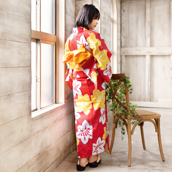 新品　女性　浴衣　鉄線柄　紺　仕立て上がり　トールサイズ　LL 新品女性浴衣鉄線柄紺仕立て上がりトールサイズLL