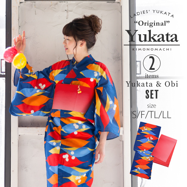 浴衣2点セット 女性浴衣 S、フリー、TL、LL