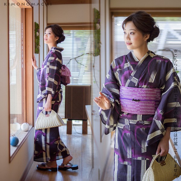 リボンタイプ 結び帯単品「水面（みなも）　若紫」京都きもの町オリジナル 浴衣帯 作り帯 付け帯