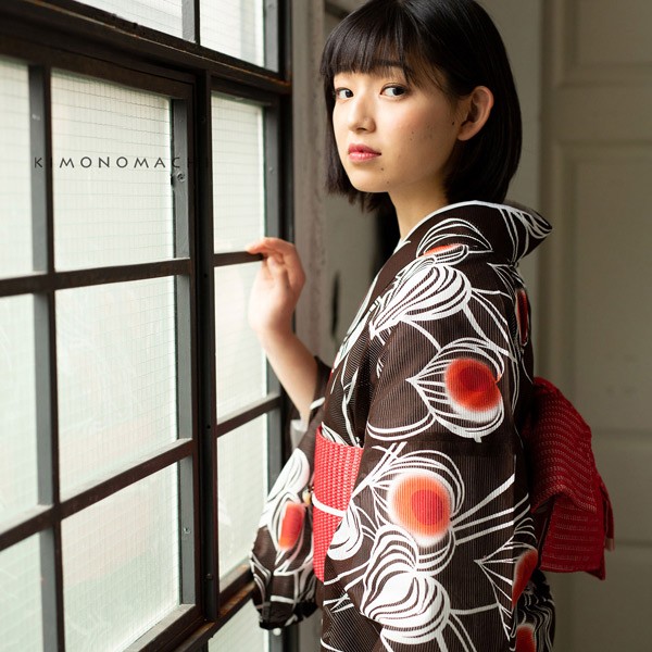 浴衣 作り帯 半幅帯 リボン風タイプ 結び帯単品「レッド 市松 赤×白」 日本製 半巾帯 レディース 女性用 浴衣帯 作り帯単品 京都きもの町オリジナル 【メール便不可】