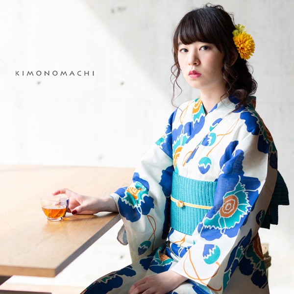 浴衣 作り帯 半幅帯 リボン風タイプ 結び帯単品「アクアブルー 市松 青×白」 日本製 半巾帯 レディース 女性用 浴衣帯 作り帯単品 京都きもの町オリジナル 【メール便不可】