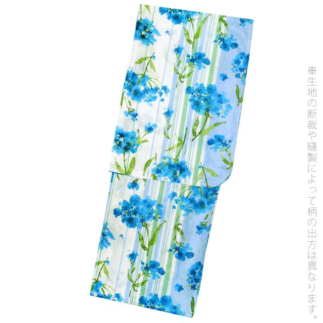 ブランド浴衣単品 レディース 浴衣 「みすゞうた (m1909) ストライプ 花 水色」 大人浴衣 Fサイズ 女性用 女性浴衣 ゆかた 【メール便不可】