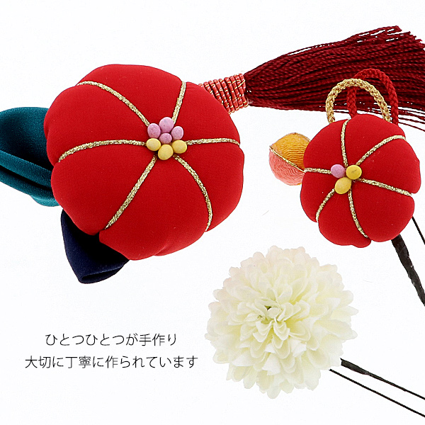 髪飾り　コームとUピン 3点セット 「万寿椿赤 (No.53308赤)」　振袖用髪飾り　お花髪飾り　成人式　卒業式　結婚式　着物 ＜H＞【メール便不可】