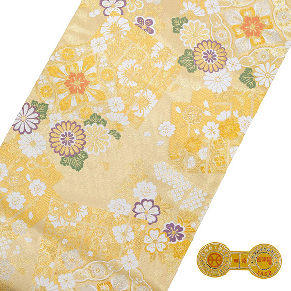 礼装　袋帯 「源氏香　華文」 日本製 西陣織 西陣織証紙番号No.2362 大光株式会社 絹 未仕立て 六通柄 訪問着用 色留袖用 礼装袋帯 ＜T＞【メール便不可】