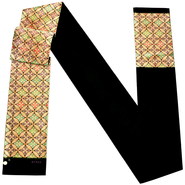 袋帯 フォーマル 礼装袋帯 「黒地 七宝花菱」 じゅらく謹製 西陣織証紙番号No.329 六通柄 日本製 西陣織 絹 未仕立て 黒留袖用 訪問着用 色留袖用 礼装用袋帯 新品 未使用＜T＞【メール便不可】