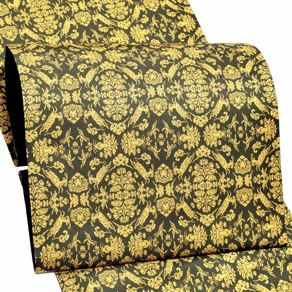 洒落袋帯 「山羊花卉文錦」 龍村美術織物謹製 西陣織証紙番号No.644 全通柄 日本製 西陣織 正絹 未仕立て 訪問着用 色無地用 付下げ用 洒落用袋帯 新品 未使用 ＜T＞【メール便不可】