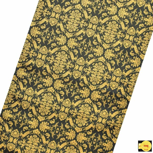 洒落袋帯 「山羊花卉文錦」 龍村美術織物謹製 西陣織証紙番号No.644 全通柄 日本製 西陣織 正絹 未仕立て 訪問着用 色無地用 付下げ用 洒落用袋帯 新品 未使用 ＜T＞【メール便不可】