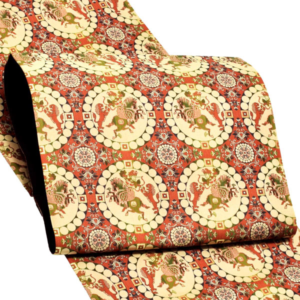 洒落袋帯 「獅子狩文錦」 龍村美術織物謹製 西陣織証紙番号No.644 全通柄 日本製 西陣織 絹 未仕立て 訪問着用 色無地用 付下げ用 洒落用袋帯 新品 未使用 ＜T＞【メール便不可】