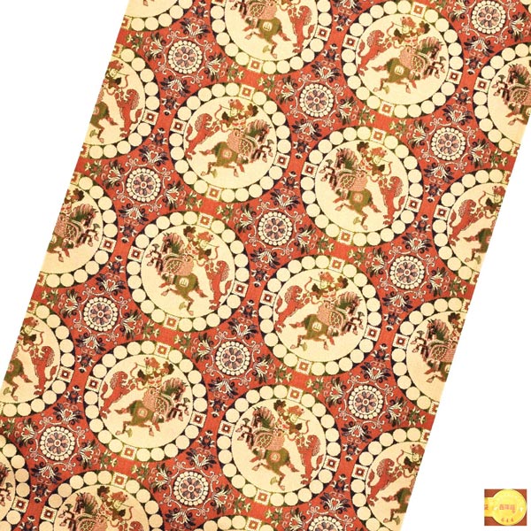 洒落袋帯 「獅子狩文錦」 龍村美術織物謹製 西陣織証紙番号No.644 全通柄 日本製 西陣織 絹 未仕立て 訪問着用 色無地用 付下げ用 洒落用袋帯 新品 未使用 ＜T＞【メール便不可】