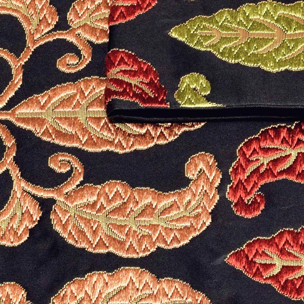 唐織袋帯 「黒地 柏」 錦工芸謹製 六通柄 日本製 未仕立て 訪問着用 色無地用 付下げ用 洒落用袋帯 新品 未使用 <T>【メール便不可】