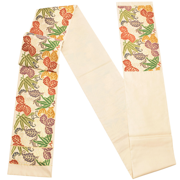 唐織袋帯 「生成り色地　桐竹文」 錦工芸謹製 六通柄 日本製 未仕立て 訪問着用 色無地用 付下げ用 洒落用袋帯 新品 未使用 ＜T＞【メール便不可】