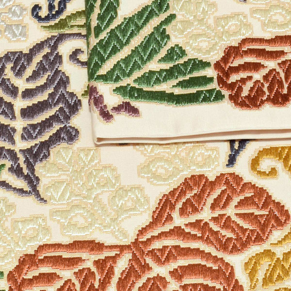 唐織袋帯 「生成り色地　桐竹文」 錦工芸謹製 六通柄 日本製 未仕立て 訪問着用 色無地用 付下げ用 洒落用袋帯 新品 未使用 ＜T＞【メール便不可】