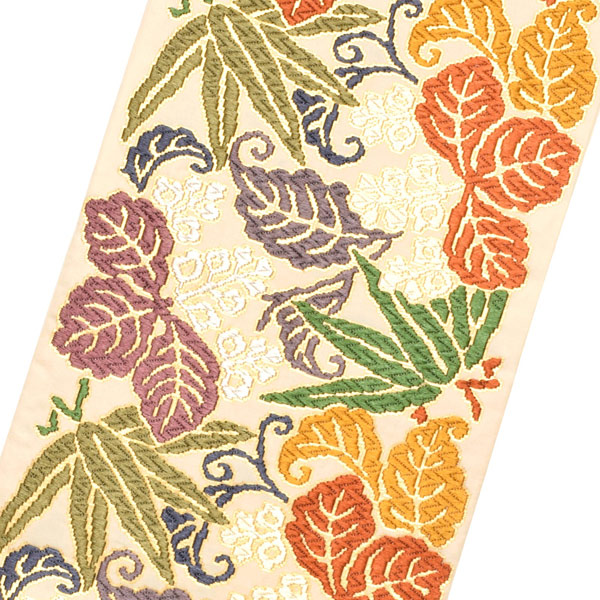 唐織袋帯 「生成り色地　桐竹文」 錦工芸謹製 六通柄 日本製 未仕立て 訪問着用 色無地用 付下げ用 洒落用袋帯 新品 未使用 ＜T＞【メール便不可】