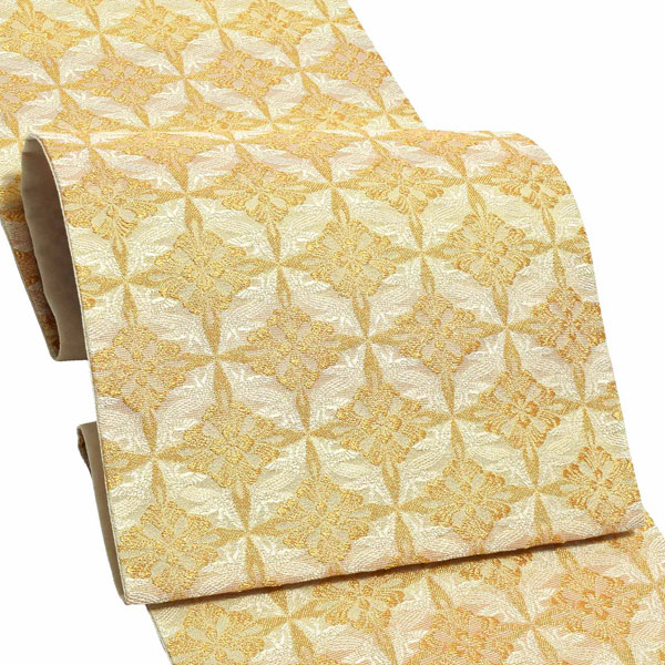 礼装 袋帯 フォーマル 「生成り色地　鳥襷」 日本製 西陣織 西陣織証紙番号No.1810 浅田叡一織物 絹 未仕立て 六通柄 訪問着用 色留袖用 礼装袋帯 ＜T＞【メール便不可】