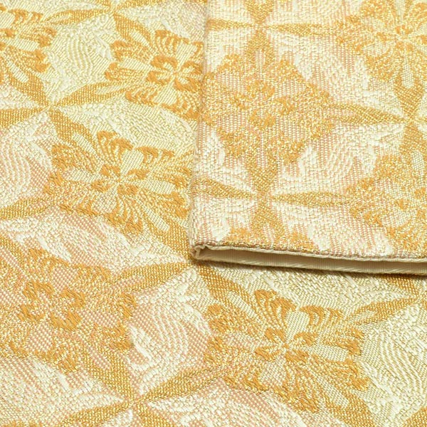 礼装 袋帯 フォーマル 「生成り色地　鳥襷」 日本製 西陣織 西陣織証紙番号No.1810 浅田叡一織物 絹 未仕立て 六通柄 訪問着用 色留袖用 礼装袋帯 ＜T＞【メール便不可】