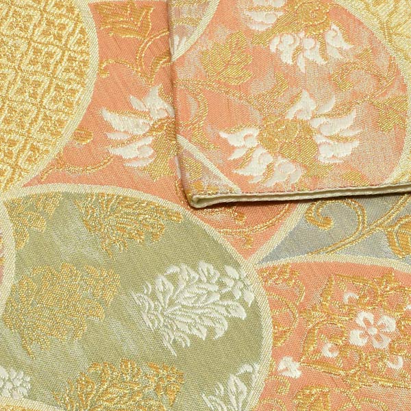 礼装 袋帯 フォーマル 「生成り色地　青海波、華文」 日本製 西陣織 西陣織証紙番号No.1810 浅田叡一織物 絹 未仕立て 六通柄 訪問着用 色留袖用 礼装袋帯 ＜T＞【メール便不可】