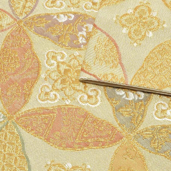 礼装 袋帯 フォーマル 「生成り色地 華七宝」 日本製 西陣織 西陣織証紙番号No.1810 浅田叡一織物 絹 未仕立て 六通柄 訪問着用 色留袖用 礼装袋帯 <T>【メール便不可】