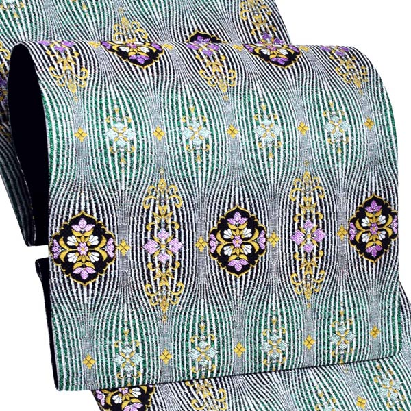 袋帯 礼装用袋帯 「黒地 立涌小袖」帯匠山下謹製 西陣証紙番号No.2348 六通柄 綴れ織 訪問着用 お洒落着用 日本製 西陣織 絹 未仕立て 新品 未使用 <T>【メール便不可】