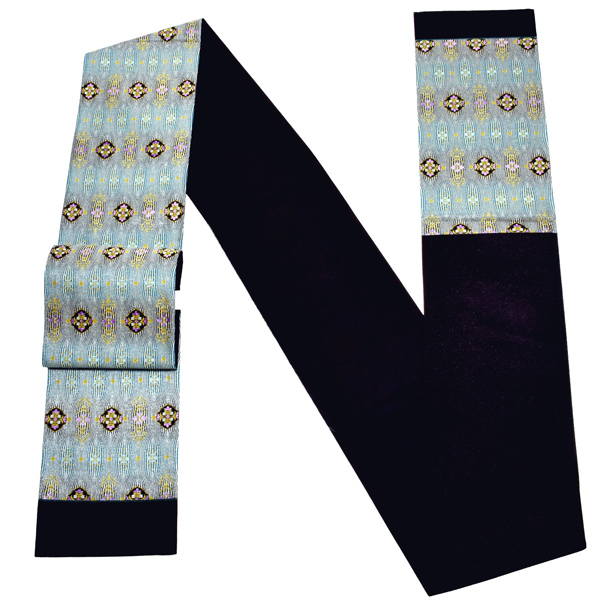 袋帯 礼装用袋帯 「黒地 立涌小袖」帯匠山下謹製 西陣証紙番号No.2348 六通柄 綴れ織 訪問着用 お洒落着用 日本製 西陣織 絹 未仕立て 新品 未使用 <T>【メール便不可】