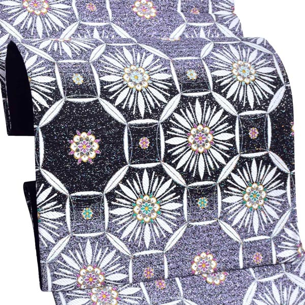 袋帯 礼装用袋帯 「黒地 花蜀甲紋」帯匠山下謹製 西陣証紙番号No.2348 六通柄 綴れ織 訪問着用 お洒落着用 日本製 西陣織 絹 未仕立て 新品 未使用 <T>【メール便不可】