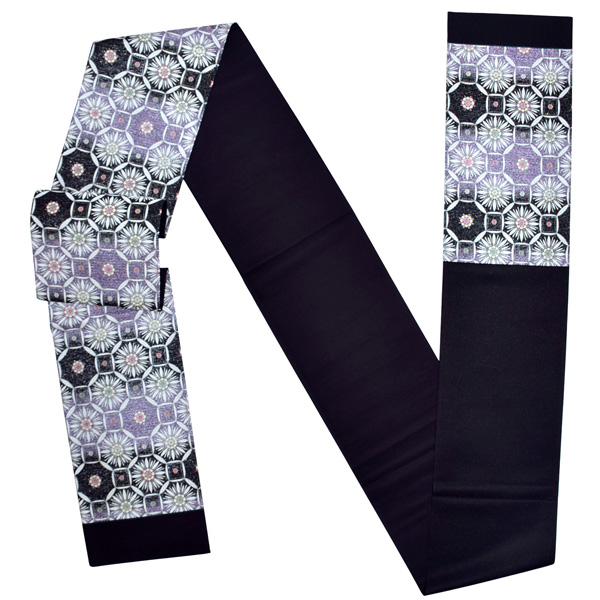 袋帯 礼装用袋帯 「黒地 花蜀甲紋」帯匠山下謹製 西陣証紙番号No.2348 六通柄 綴れ織 訪問着用 お洒落着用 日本製 西陣織 絹 未仕立て 新品 未使用 <T>【メール便不可】