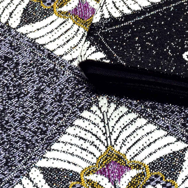 袋帯 礼装用袋帯 「黒地　菱取重ね紋」帯匠山下謹製 西陣証紙番号No.2348 六通柄 綴れ織 訪問着用 お洒落着用 日本製 西陣織 絹 未仕立て 新品 未使用 ＜T＞【メール便不可】