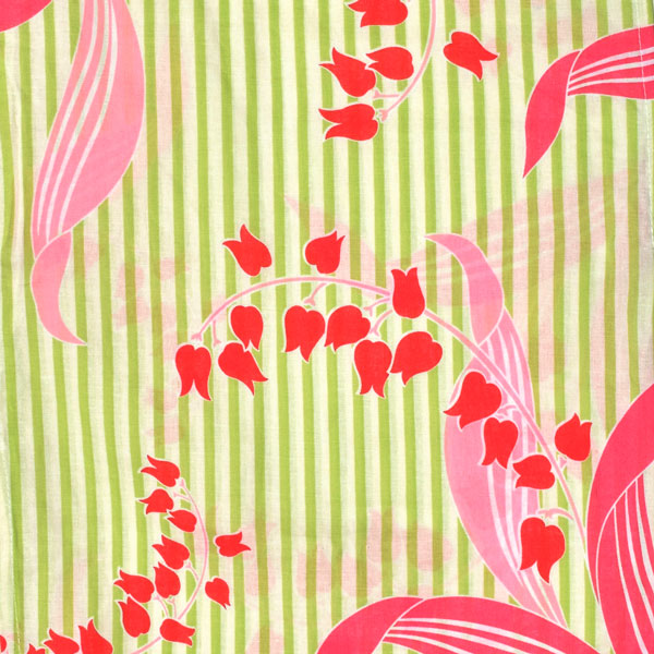 浴衣 レディース 単品 「白×グリーン、ストライプ　スズラン」 フリーサイズ レトロ モダン 大人柄 女性浴衣単品 女浴衣 ゆかた yukata 【メール便不可】