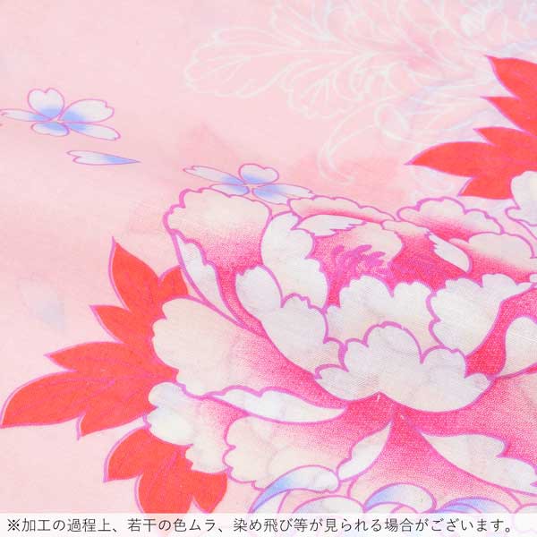 浴衣 レディース 単品 「ピンク色地 菊に牡丹」 フリーサイズ レトロ モダン 大人柄 女性浴衣単品 女浴衣 ゆかた yukata 【メール便不可】