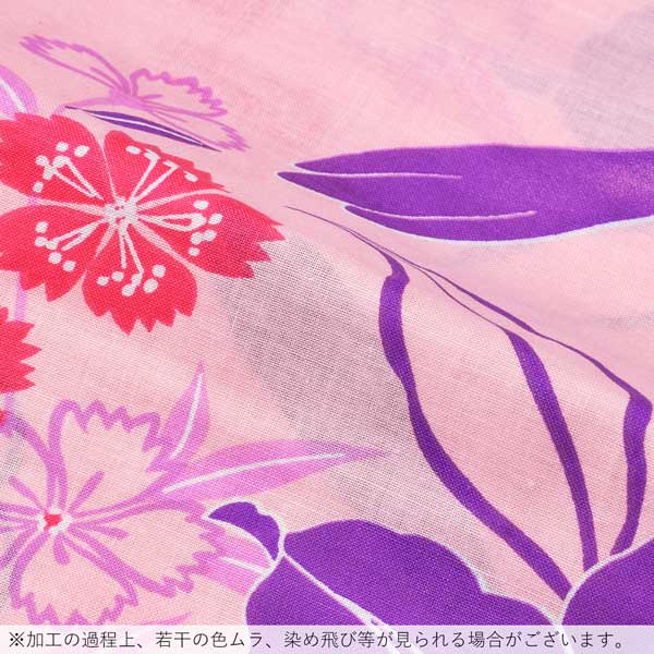 浴衣 レディース 単品 「ピンク色地　百合、撫子」 フリーサイズ レトロ モダン 大人柄 女性浴衣単品 女浴衣 ゆかた yukata 【メール便不可】