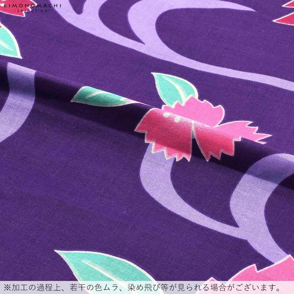 浴衣 レディース 単品 「紫色地　流水に撫子」 フリーサイズ レトロ モダン 大人柄 女性浴衣単品 女浴衣 ゆかた yukata 【メール便不可】