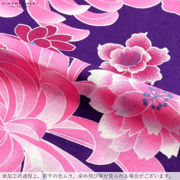 浴衣 レディース 単品 「紫色地　乱菊と花々」 フリーサイズ レトロ モダン 大人柄 女性浴衣単品 女浴衣 ゆかた yukata 【メール便不可】