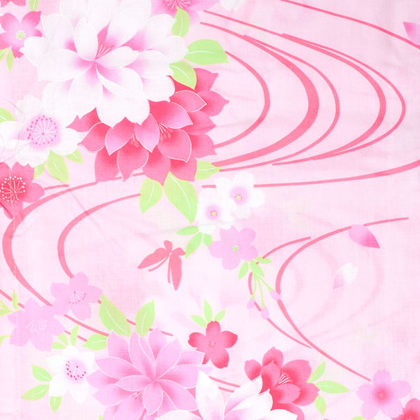 浴衣 レディース 単品 「ピンク地　花、桃色」 フリーサイズ レトロ モダン 大人柄 女性浴衣単品 女浴衣 ゆかた yukata 【メール便不可】