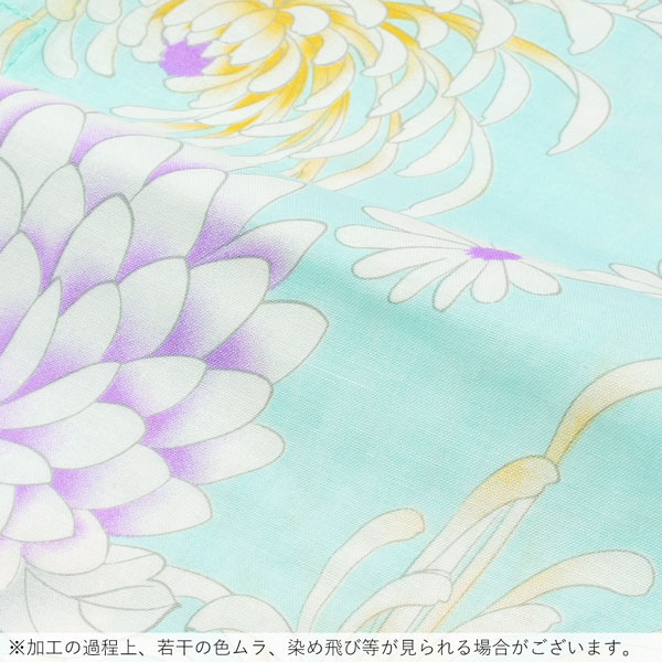 浴衣 レディース 単品 「薄水色　菊」 フリーサイズ レトロ モダン 大人柄 女性浴衣単品 女浴衣 ゆかた yukata 【メール便不可】