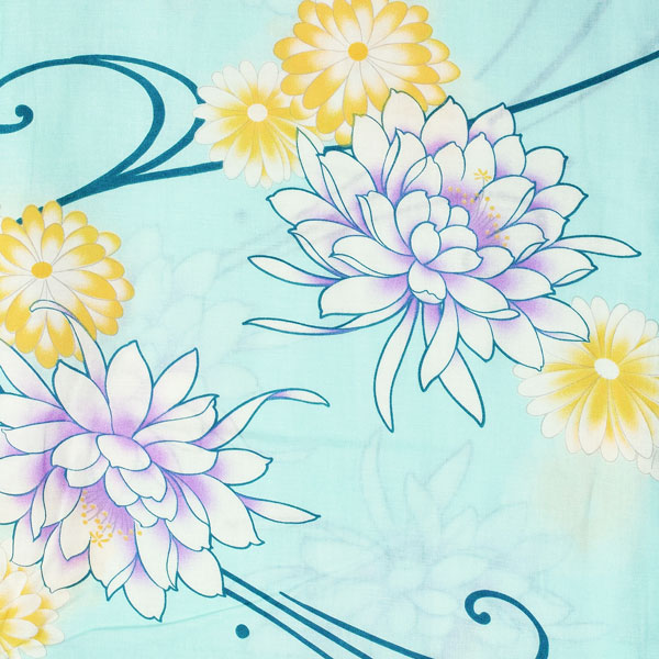 浴衣 レディース 単品 「シャーベットグリーン　菊」 フリーサイズ レトロ モダン 大人柄 女性浴衣単品 女浴衣 ゆかた yukata 【メール便不可】