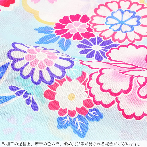 浴衣 レディース 単品 「水色地　雪輪と牡丹」 フリーサイズ レトロ モダン 大人柄 女性浴衣単品 女浴衣 ゆかた yukata 【メール便不可】