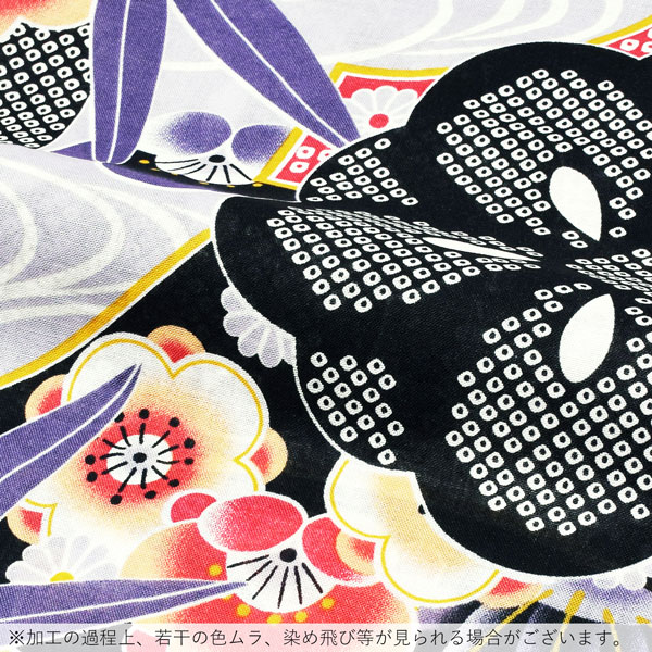 浴衣 レディース 単品 「黒×グレー　扇に竹、花紋」 フリーサイズ レトロ モダン 大人柄 女性浴衣単品 女浴衣 ゆかた yukata 【メール便不可】