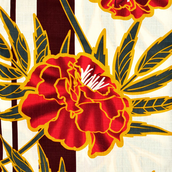 浴衣 レディース 単品 「オフホワイト　縞に牡丹」 フリーサイズ レトロ モダン 大人柄 女性浴衣単品 女浴衣 ゆかた yukata 【メール便不可】