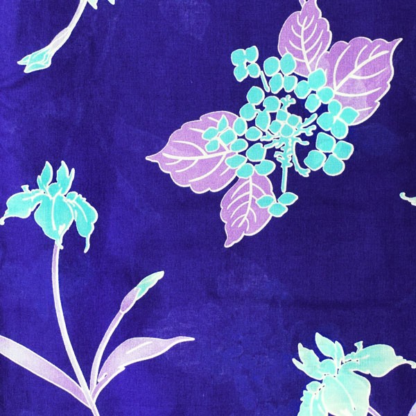 浴衣 レディース 単品 「青地 紫陽花と菖蒲」 フリーサイズ レトロ モダン 大人柄 女性浴衣単品 女浴衣 ゆかた yukata 【メール便不可】