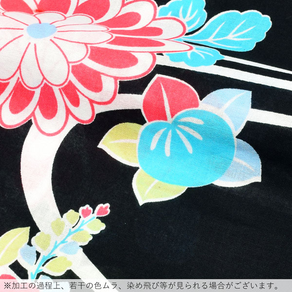 浴衣 レディース 単品 「黒地 流水に菊」 フリーサイズ レトロ モダン 大人柄 女性浴衣単品 女浴衣 ゆかた yukata 【メール便不可】
