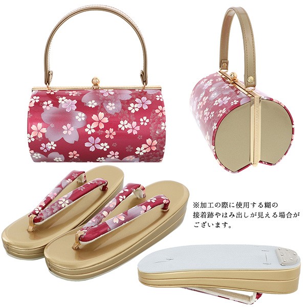 振袖 草履 バッグ 成人式 「桜・花の丸 全6柄」 エナメル調 花柄 草履Lサイズ 24cm前後 女性用 レディース 振袖用草履バッグセット <R>【メール便不可】