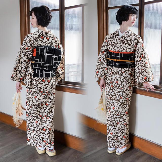 洗える着物 レディース 木綿着物 単品「フラワープリント ビンカ 全4柄」着物　木綿 着物 オリジナル レディース 単衣着物 コットン プレタ着物 木綿着物単品
