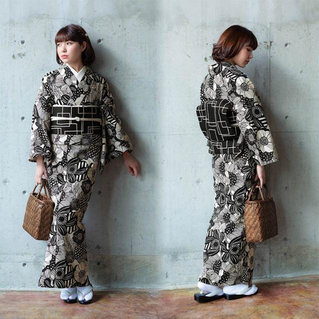 洗える着物 レディース 木綿着物 単品「フラワープリント ビンカ 全4柄」着物　木綿 着物 オリジナル レディース 単衣着物 コットン プレタ着物 木綿着物単品