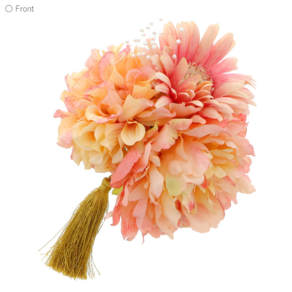 髪飾り 成人式 「コーム髪飾り アプリコット ブーケ」 振袖用髪飾り お花髪飾り 卒業式 結婚式 着物 【メール便不可】