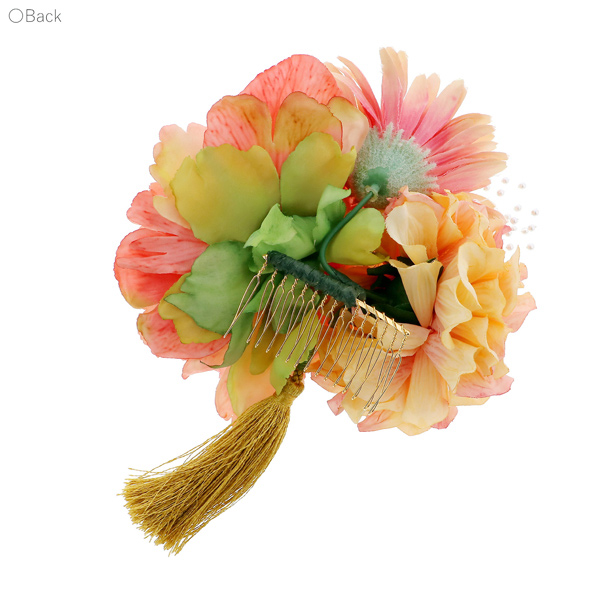髪飾り 成人式 「コーム髪飾り アプリコット ブーケ」 振袖用髪飾り お花髪飾り 卒業式 結婚式 着物 【メール便不可】
