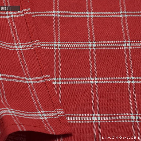 洗える着物 木綿着物 単品 「赤色×白色格子」 お仕立て上がり オリジナル レディース 単衣着物 コットン プレタ着物 【メール便不可】