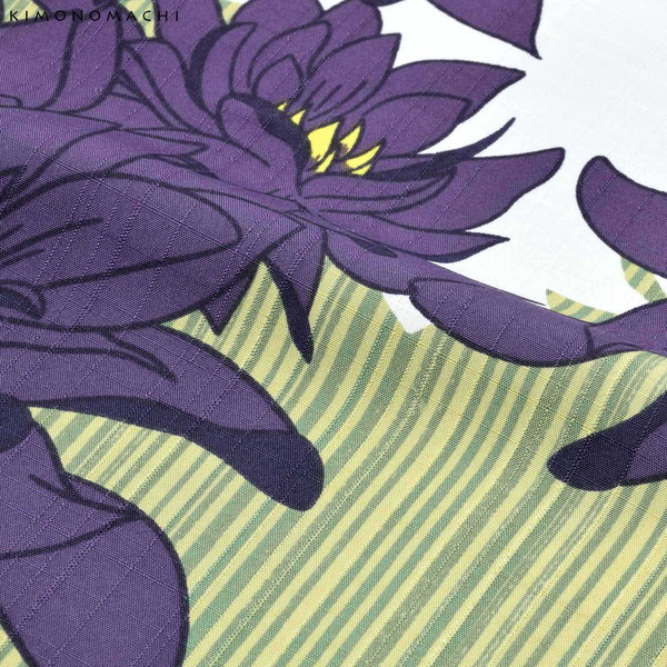 KIMONOMACHI オリジナル 浴衣 レディース 吸水速乾 ポリエステル浴衣 「モスストライプ、ダリア」 Fサイズ LLサイズ