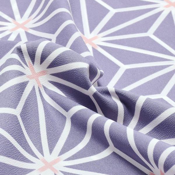 洗える着物 小紋 ポリエステル 反物「オーキッドグレー 麻の葉」未仕立て <T>【メール便不可】