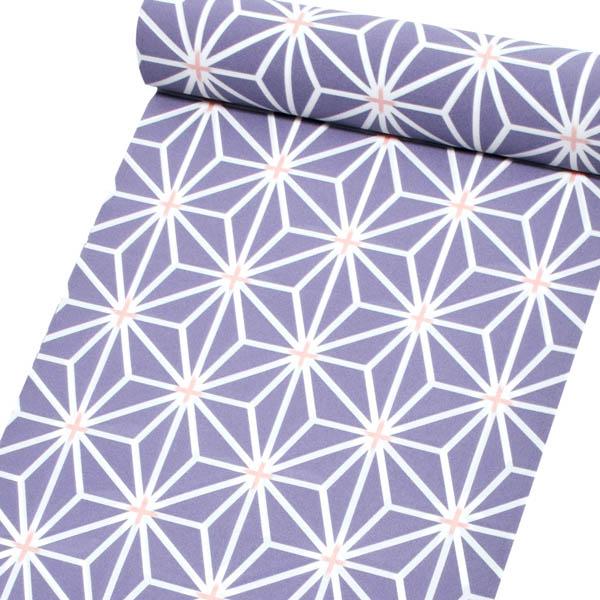 洗える着物 小紋 ポリエステル 反物「オーキッドグレー 麻の葉」未仕立て <T>【メール便不可】