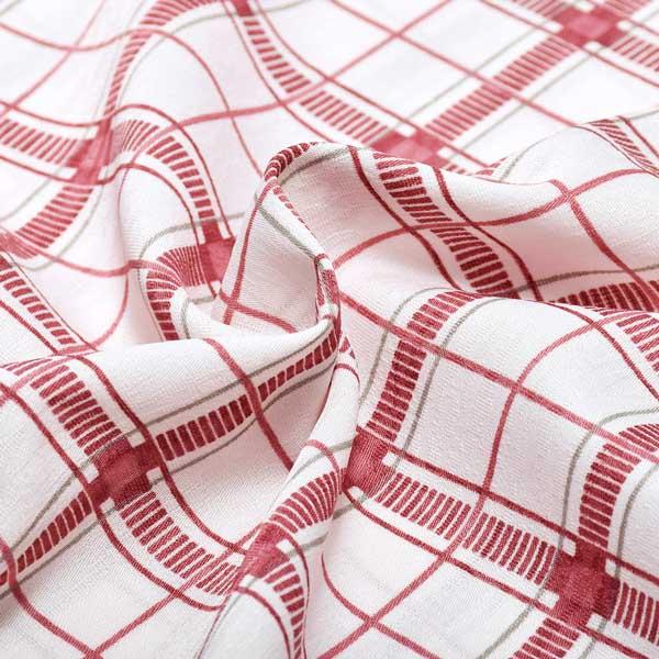 東レシルック 反物 「赤 チェック」ポリエステル 日本製 未仕立て 小紋 単衣 袷<T>【メール便不可】